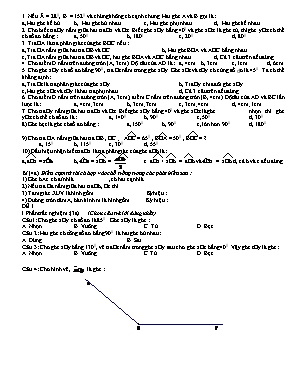 Đề cương ôn tập Hình học Lớp 6 - Học kỳ II